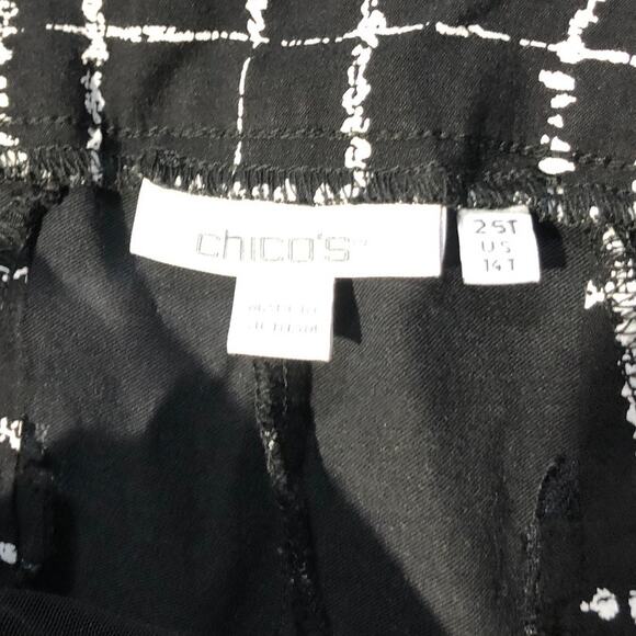 Chico’s brigette Black White Windowpane Plaid Pants Women’s 2.5 M Slim Ankle - Picture 3 of 6